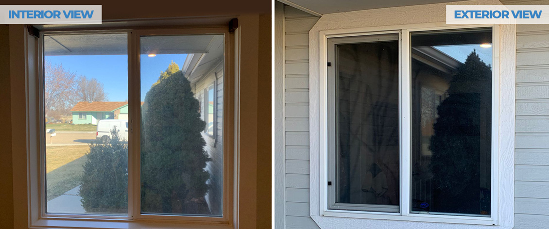 Side-by-Side Comparison of Windows Outfitted With Dual-Reflective Films, Showing Unobstructed Views of Outside From Inside Home