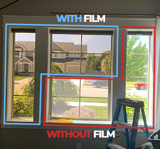 Side by Windows: One Dark With Solar Film, One Lighter Without the Window Film